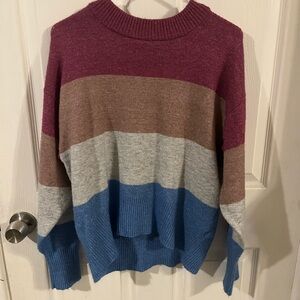a new day Women's Colorblock Sweater - Burgundy, Brown, Gray, Blue